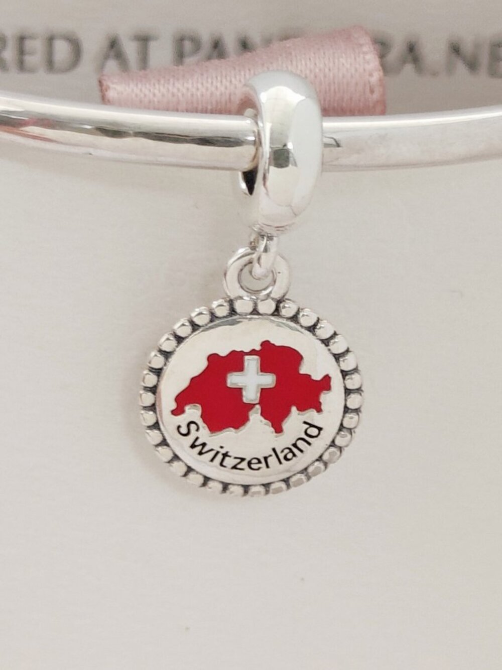 Pandora Switzerland Flag Map Dangle Charm 925 Sterling Silver with box